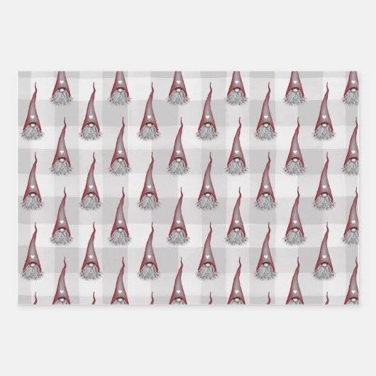 Skandinavische Gnome Weihnachtswrapping Paper Shee Geschenkpapier Set (Vorderseite)