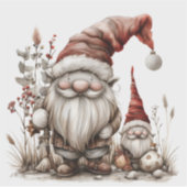 Skandinavische Gnomes Red Watercolor Aufkleber (Vorderseite)