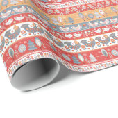 Skandinavische Grenzen: Vintages Textildesign. Geschenkpapier (Rolleneckpunkt)