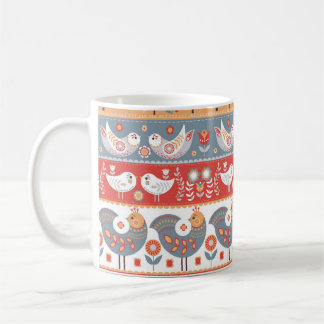Skandinavische Grenzen: Vintages Textildesign. Kaffeetasse