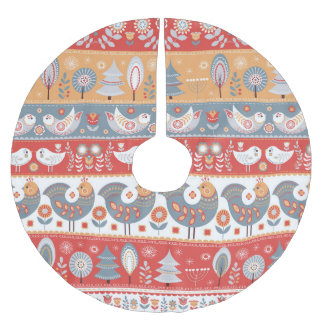 Skandinavische Grenzen: Vintages Textildesign. Polyester Weihnachtsbaumdecke