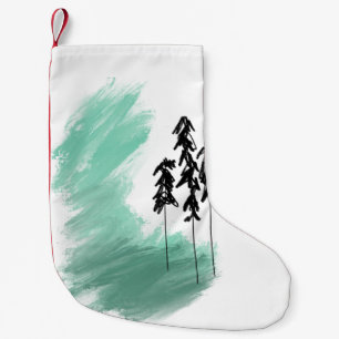 Skandinavische Grünbaumkunst, einfache moderne Min Kleiner Weihnachtsstrumpf