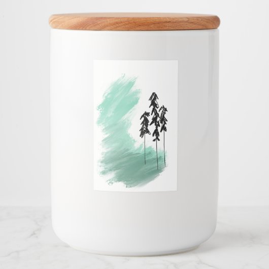 Skandinavische Grünbaumkunst, einfache moderne Min Lebensmitteletikett (Vorderseite)