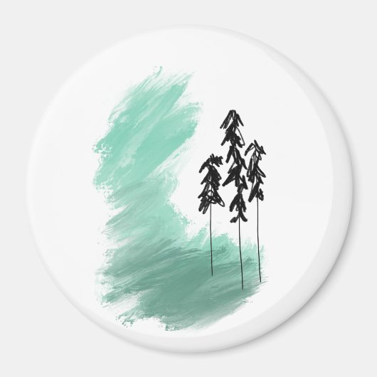 Skandinavische Grünbaumkunst, einfache moderne Min Magnet (Vorne)