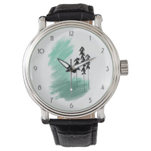 Skandinavische grüne Baumkunst einfache moderne Mi Armbanduhr