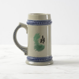 Skandinavische grüne Baumkunst einfache moderne Mi Bierglas