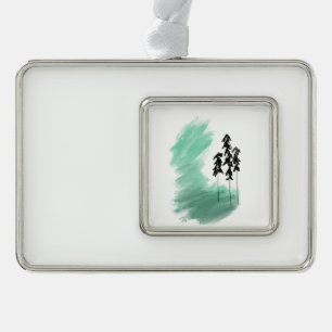 Skandinavische grüne Baumkunst einfache moderne Mi Rahmen-Ornament Silber