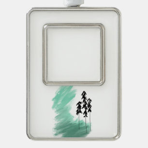 Skandinavische grüne Baumkunst einfache moderne Mi Rahmen-Ornament Silber