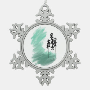 Skandinavische grüne Baumkunst einfache moderne Mi Schneeflocken Zinn-Ornament