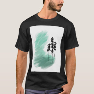 Skandinavische grüne Baumkunst einfache moderne Mi T-Shirt