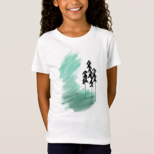 Skandinavische grüne Baumkunst einfache moderne Mi T-Shirt