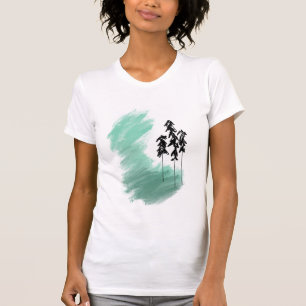 Skandinavische grüne Baumkunst einfache moderne Mi T-Shirt