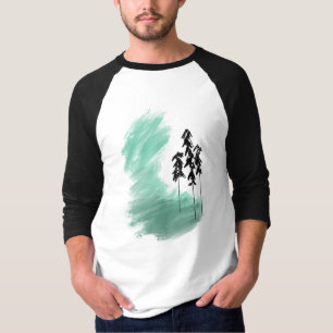 Skandinavische grüne Baumkunst einfache moderne Mi T-Shirt