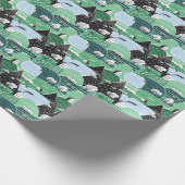 Skandinavische Häuser, Bäume, Bergbilder Geschenkpapier (Ecke)