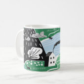 Skandinavische Häuser, Bäume, Bergbilder Kaffeetasse (Vorderseite Links)
