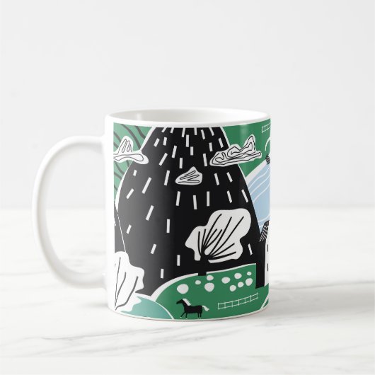 Skandinavische Häuser, Bäume, Bergbilder Kaffeetasse (Links)