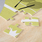 Skandinavische Häuser, Bäume, Gebirgsmuster. Puzzle (Seite)