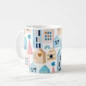 Skandinavische Häuser, Winter-Stimmungsmuster. Kaffeetasse (Vorderseite Links)