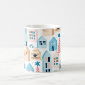 Skandinavische Häuser, Winter-Stimmungsmuster. Kaffeetasse (Mittel)