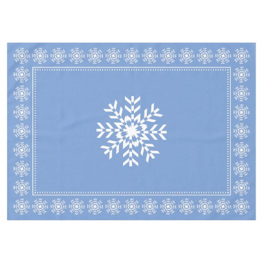 Skandinavische hellblaue und weiße Schneeflocke Tischdecke (Vorderseite (Horizontal))