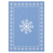 Skandinavische hellblaue und weiße Schneeflocke Tischdecke (Vorderseite)