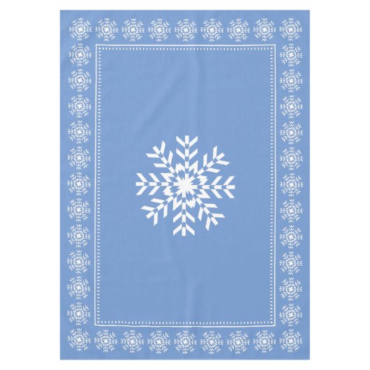 Skandinavische hellblaue und weiße Schneeflocke Tischdecke (Vorderseite)