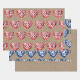 skandinavische Herz-Wrapping Sheets Geschenkpapier Set