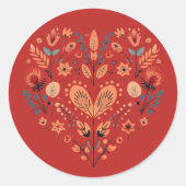 Skandinavische HerzValentine Runder Aufkleber (Vorderseite)