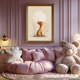 Skandinavische Hirsch-Kinderzimmer-Wandkunst Neutr Poster