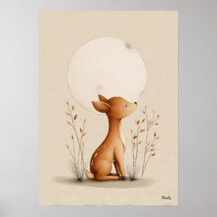Skandinavische Hirsch-Kinderzimmer-Wandkunst Neutr Poster