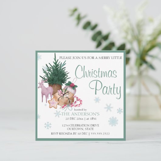 Skandinavische Kieferndekoration fröhlich wenig Einladung (Stehend Vorderseite)