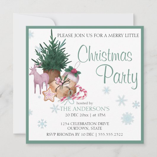 Skandinavische Kieferndekoration fröhlich wenig Einladung (Vorderseite)