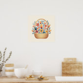 Skandinavische Korbeier Ostern Kunst Poster (Küche)