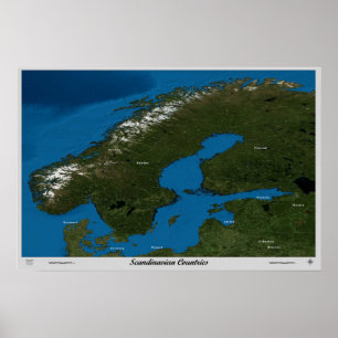 Skandinavische Länder aus dem Weltraum-Satellitenp Poster
