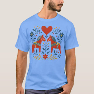 Skandinavische Liebe Dala Pferd Kunst vintage T-Shirt