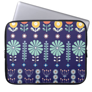 Skandinavische lineare Blume, Sommermotiv Laptopschutzhülle