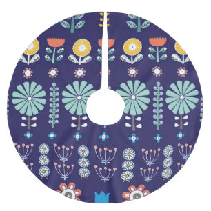 Skandinavische lineare Blume, Sommermotiv Polyester Weihnachtsbaumdecke