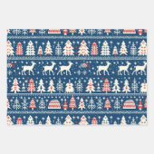 Skandinavische Marine Blauer Weihnachtsbaum Nordic Geschenkpapier Set (Vorderseite 3)