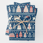 Skandinavische Marine Blauer Weihnachtsbaum Nordic Geschenkpapier Set (Beispiel)