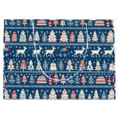 Skandinavische Marine Blauer Weihnachtsbaum Nordic Große Geschenktüte (Vorderseite)