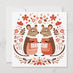 Skandinavische Mäuse Rodent Valentine Feiertagskarte