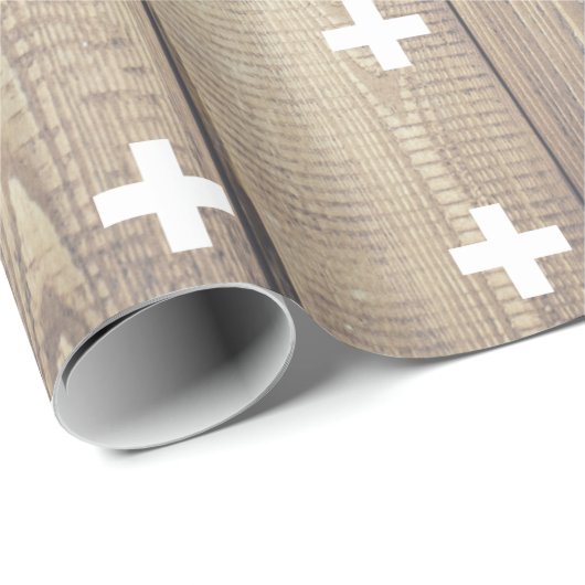 Skandinavische Modern Wood Planks White Plus Zeich Geschenkpapier (Rolleneckpunkt)
