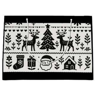 SKANDINAVISCHE MUSTER WEIHNACHTSGEBURTSTAGSGESCHEN GROßE GESCHENKTÜTE