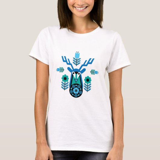 Skandinavische Natur Hirsch Kopf T - Shirt (Vorderseite)