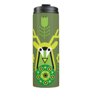 Skandinavische Natur Hirsch Kopf T - Shirt Thermosbecher