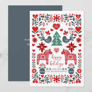 Skandinavische Nordische Volkskunst Fabel Weihnach Feiertagskarte