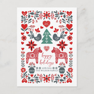 Skandinavische Nordische Volkskunst Fabel Weihnach Feiertagspostkarte