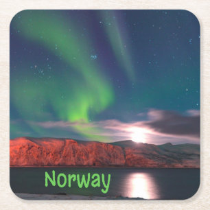 Skandinavische Nordlichter - Rote Klippen Rechteckiger Pappuntersetzer
