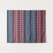 Skandinavische Ornamente auf blauen, bordeauxfarbe Wandteppich (Vorderseite (Horizontal))