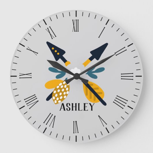 Skandinavische Pfeile Personalisiert Große Wanduhr (Vorderseite)